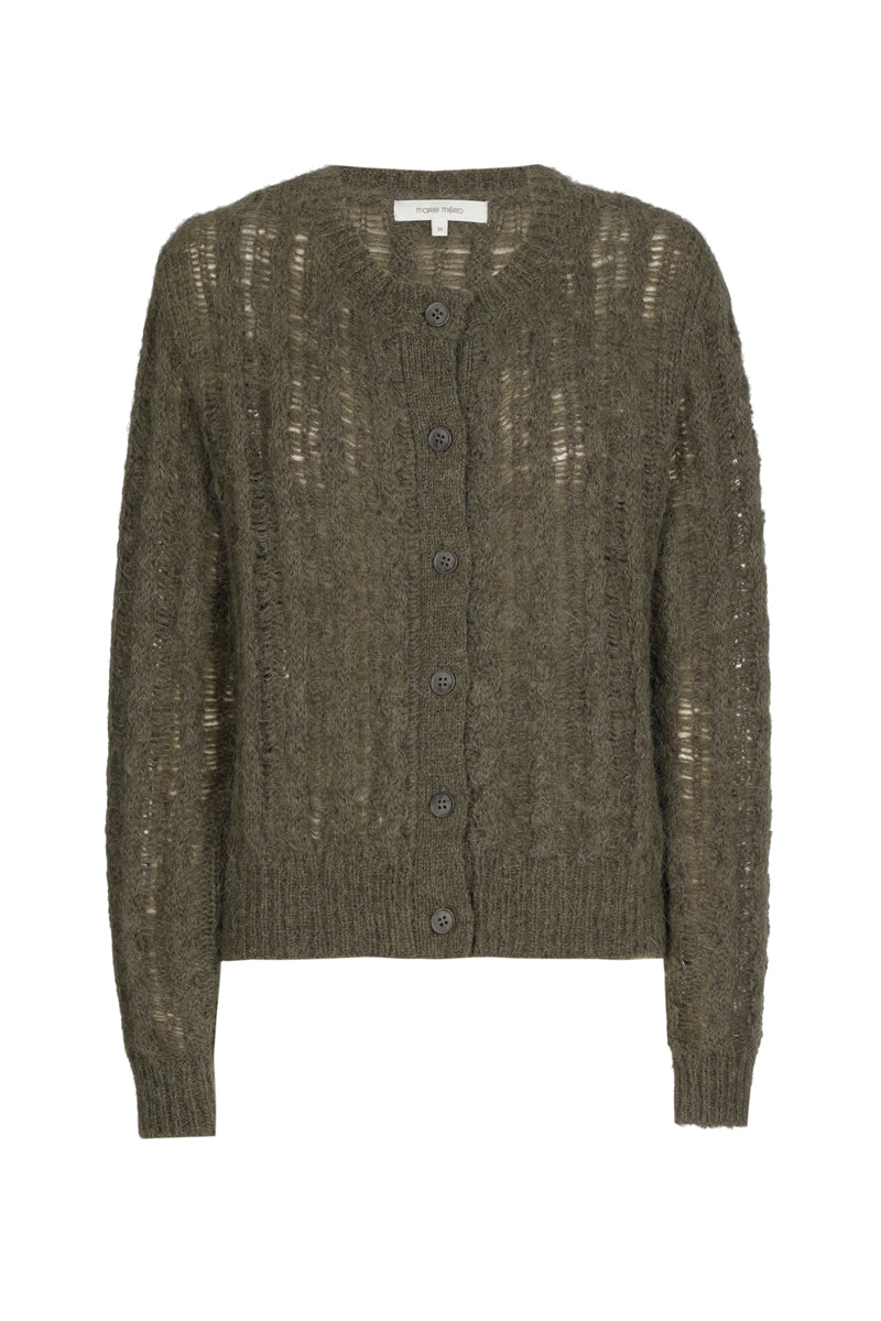 Kaki cardigan met ronde hals en knoopsluiting