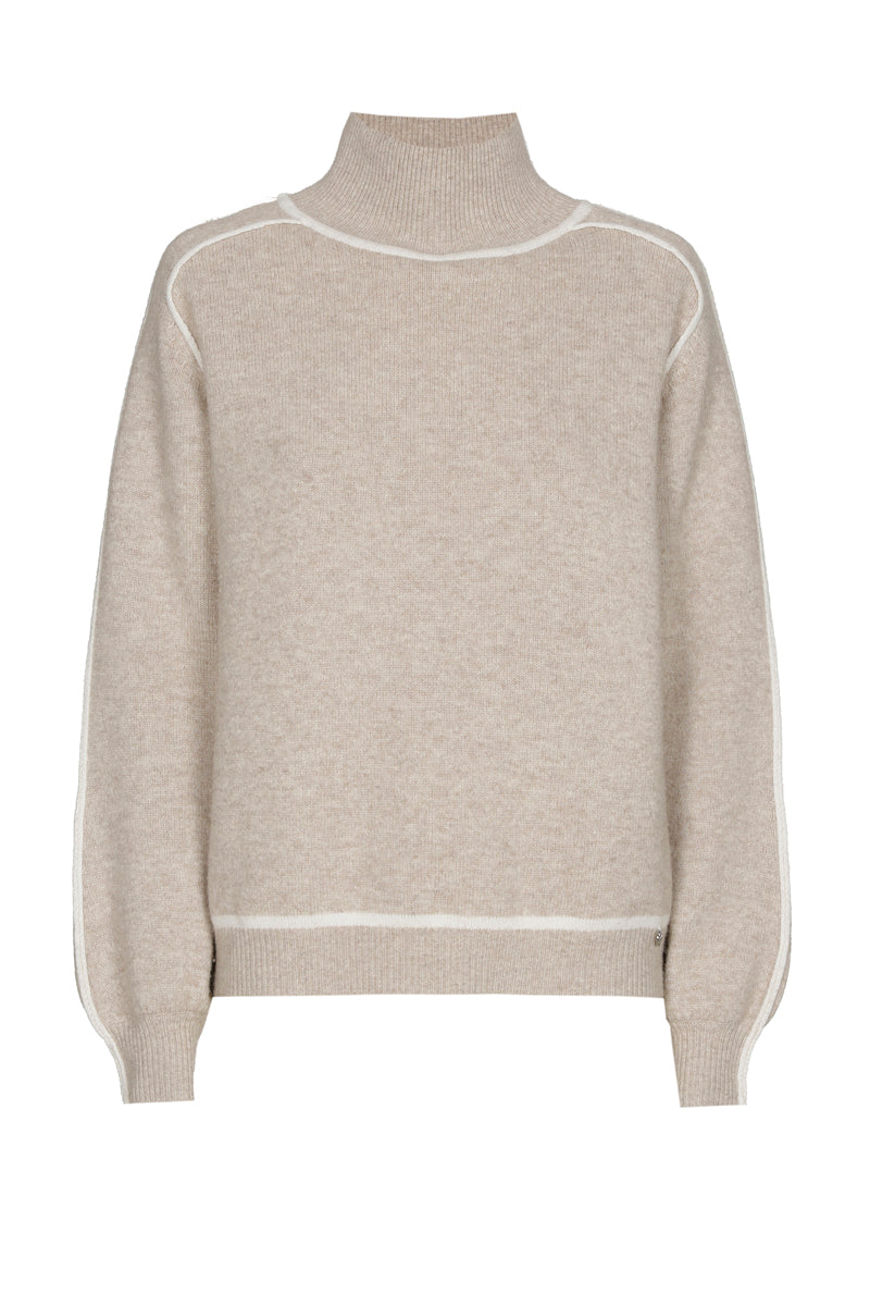 Pull beige à col montant