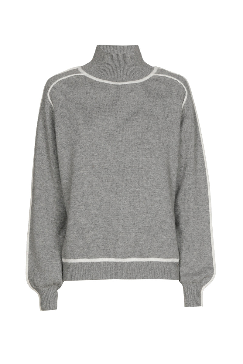 Pull gris à col montant