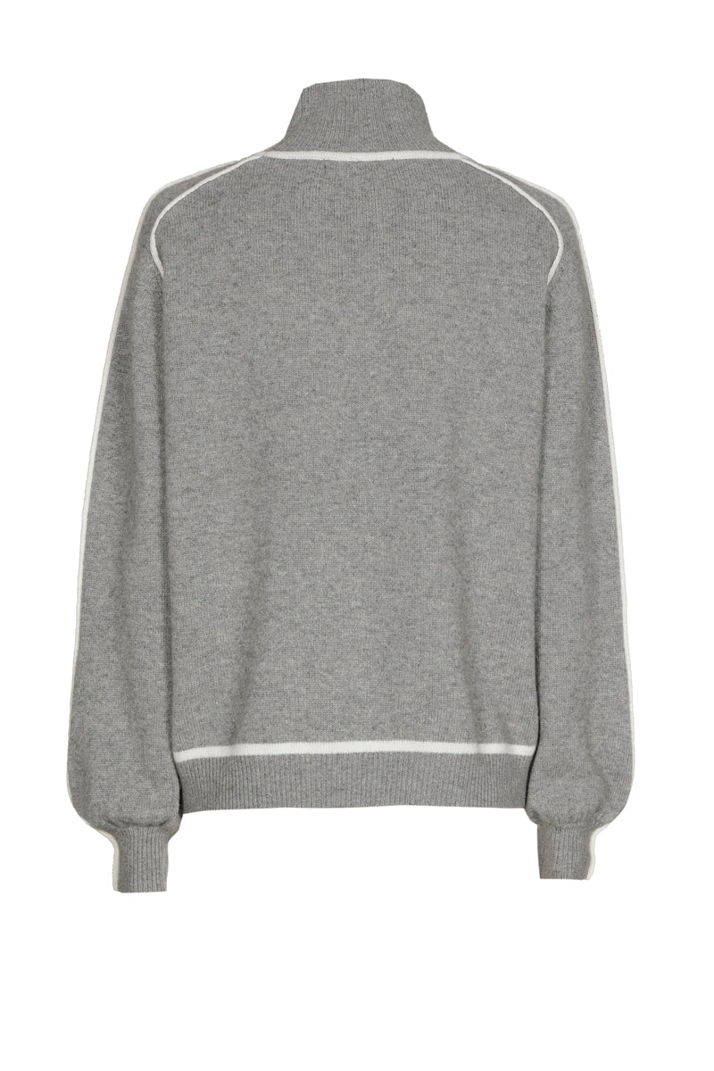 Pull gris à col montant