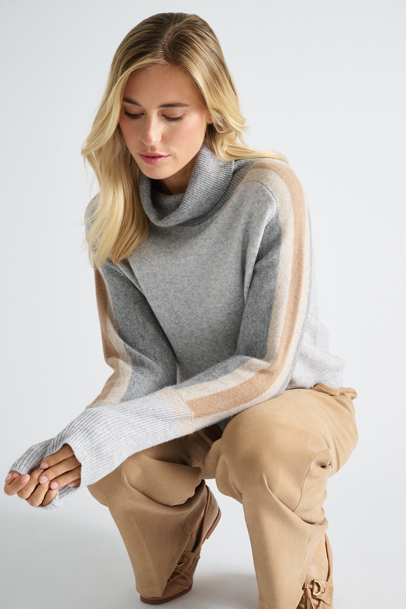 Pull gris avec col roulé