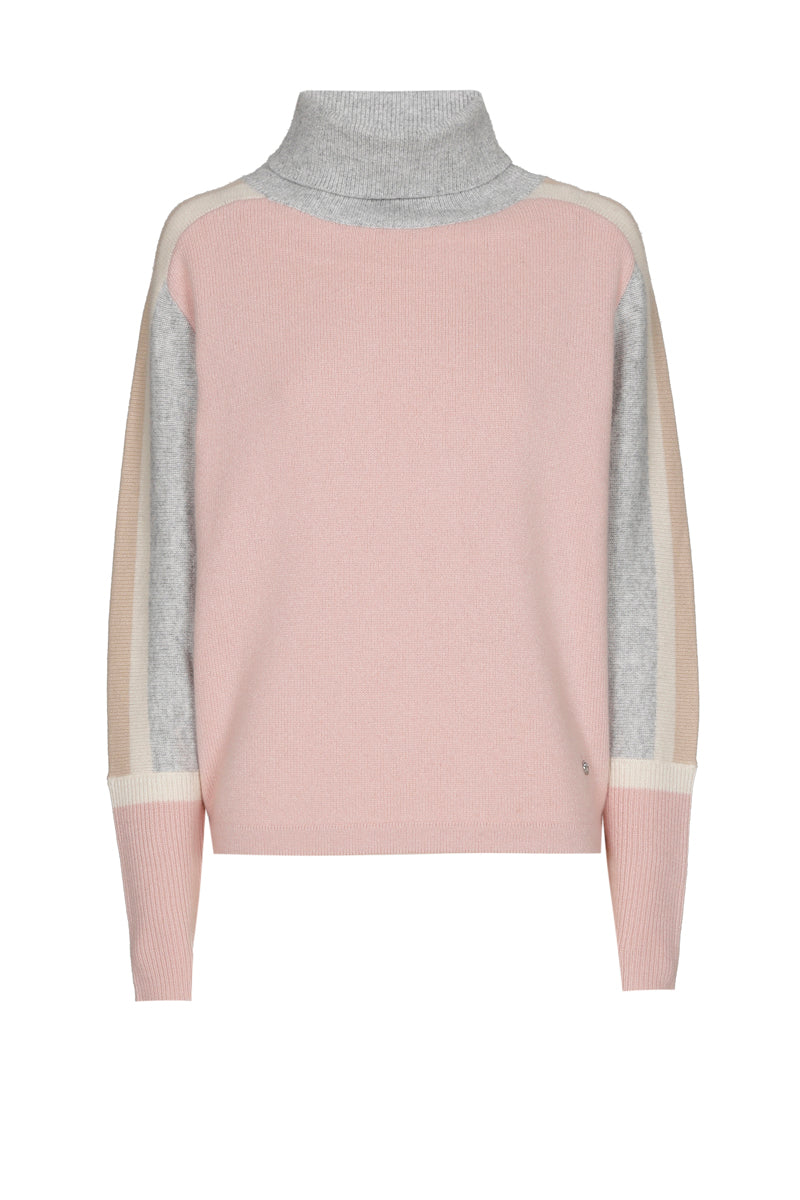 Pull rose à col roulé