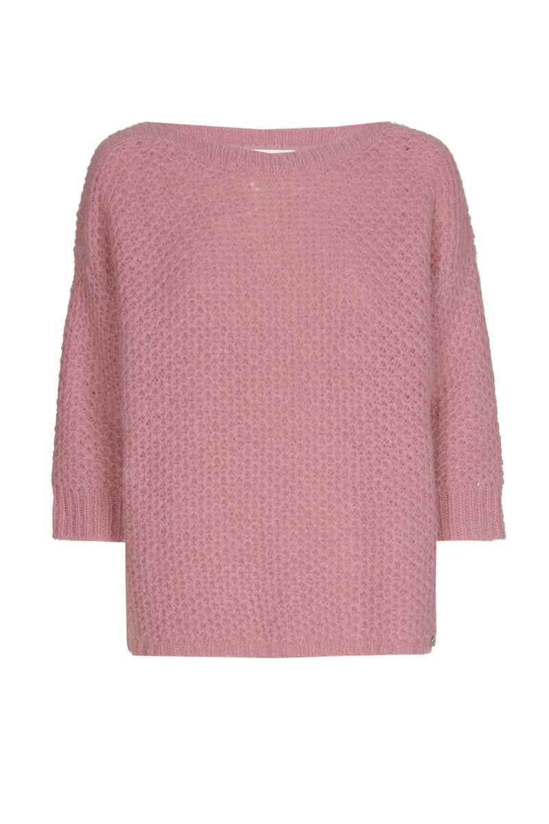 Pull oudroze met ronde hals en korte mouwen