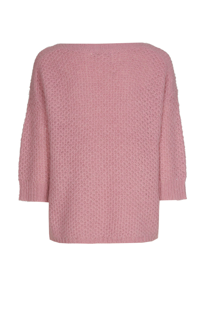 Pull oudroze met ronde hals en korte mouwen