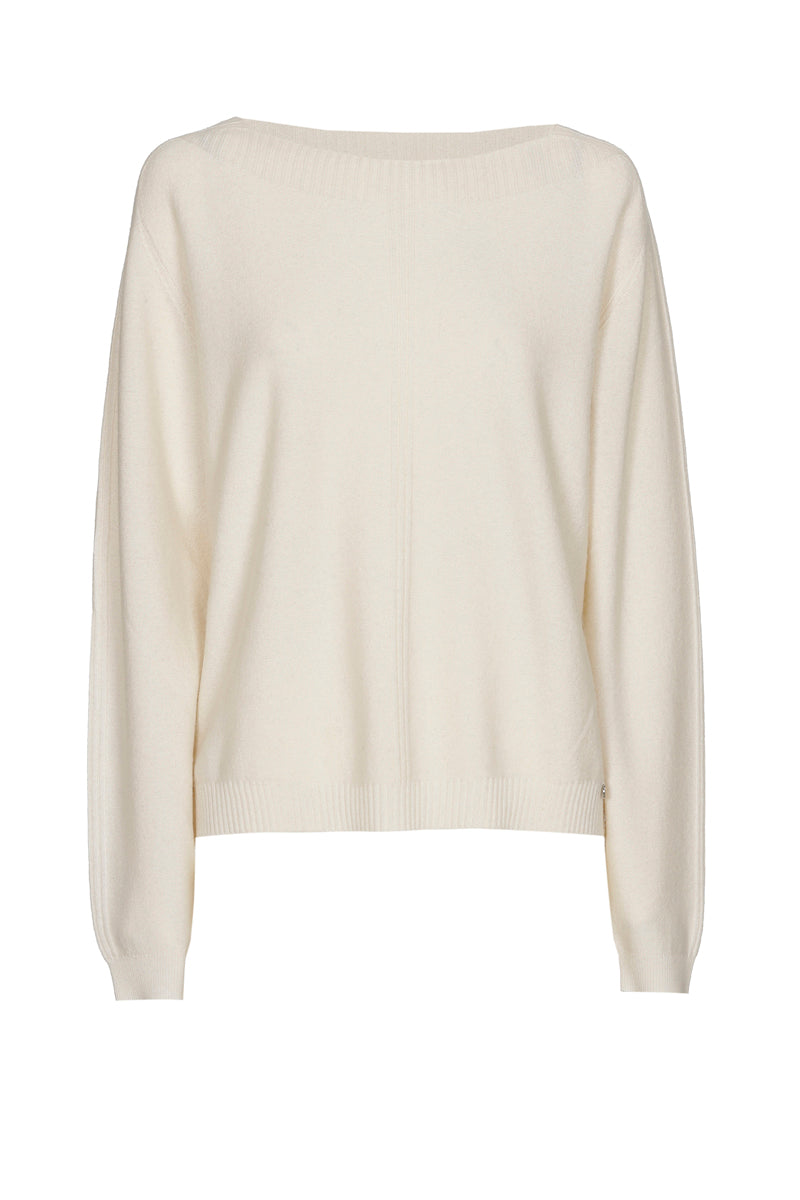 Pull ecru met boothals
