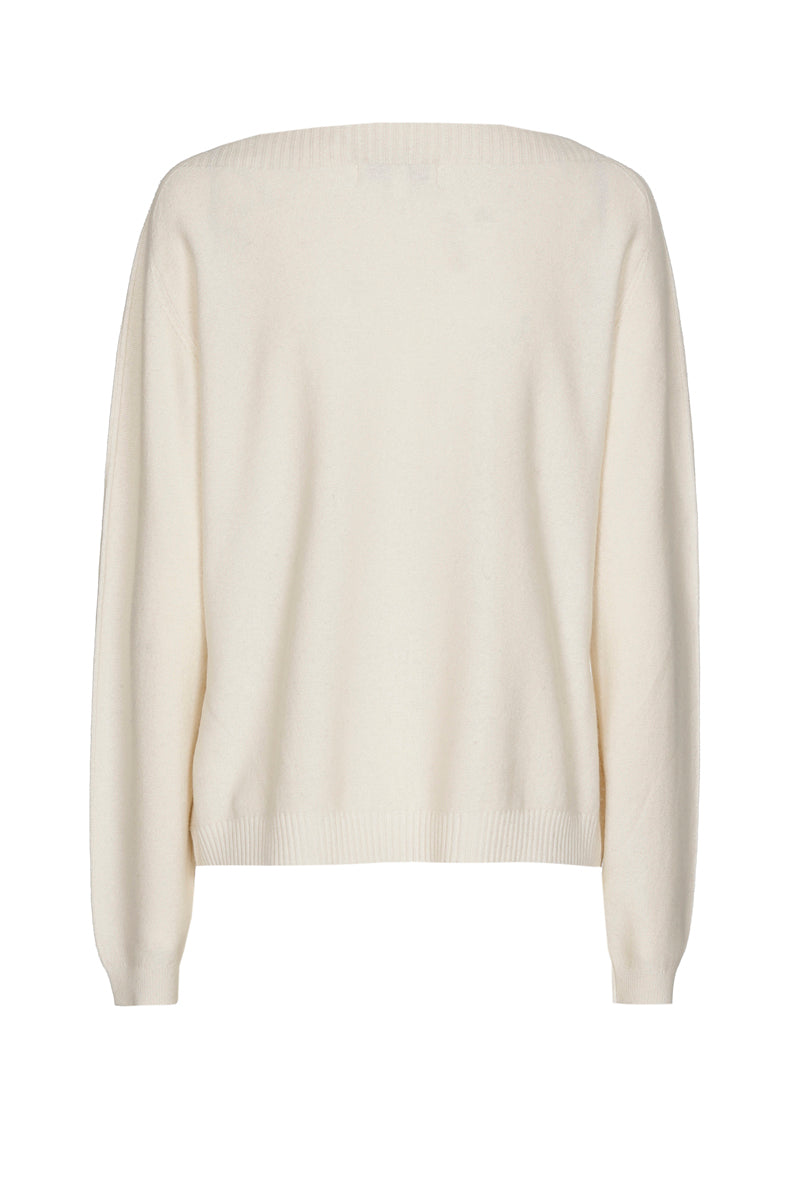 Pull ecru met boothals