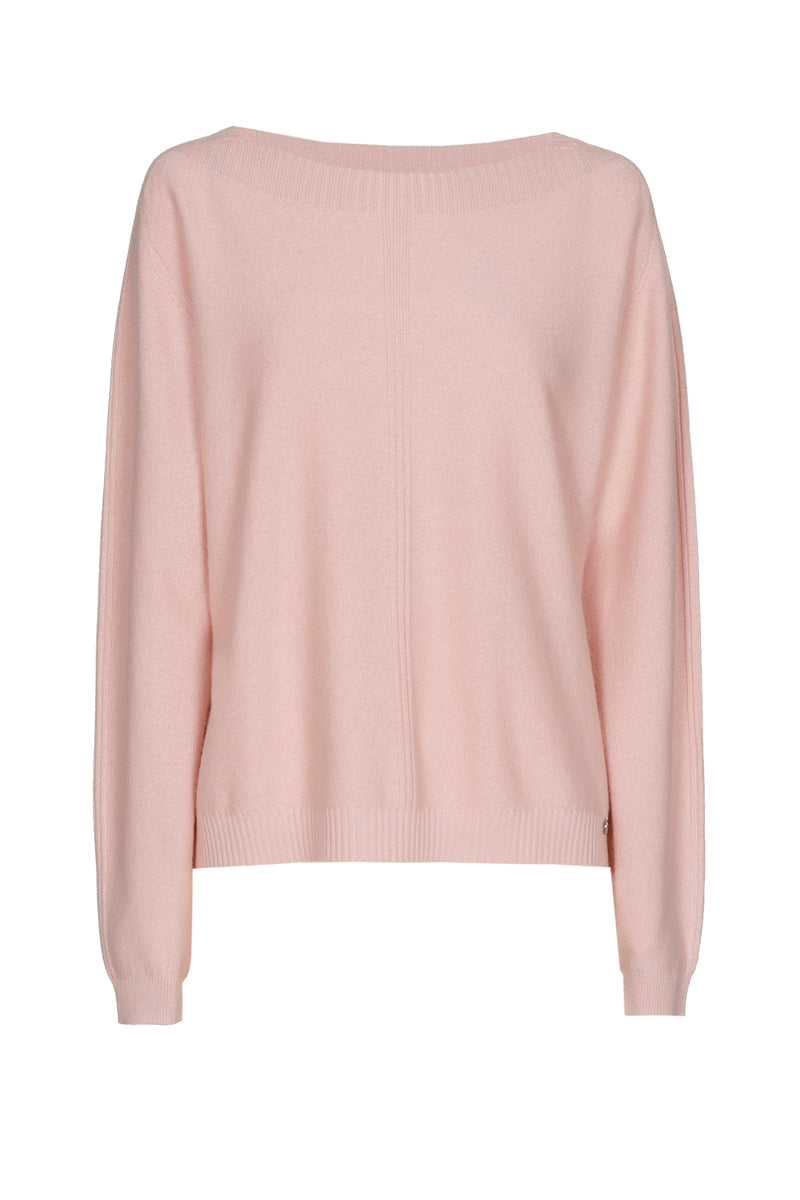 Pull rose clair avec col bateau