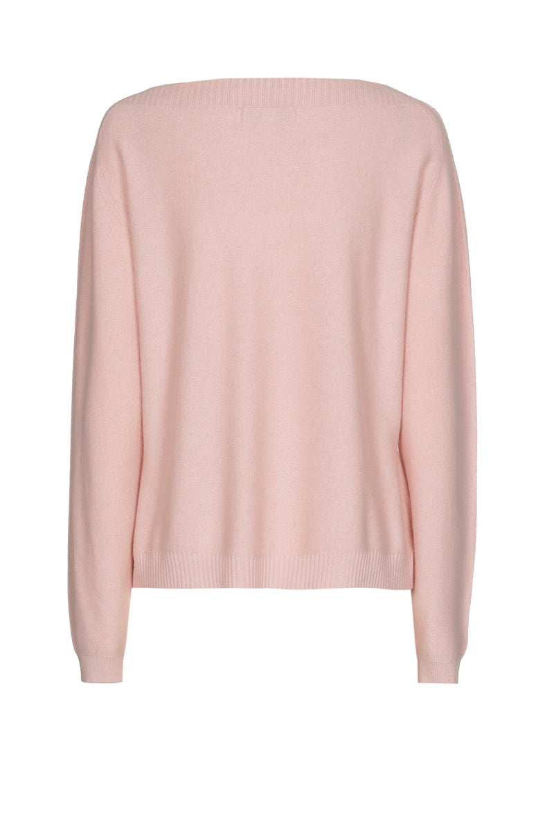 Pull rose clair avec col bateau