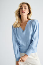 Lichtblauwe pull met v-hals