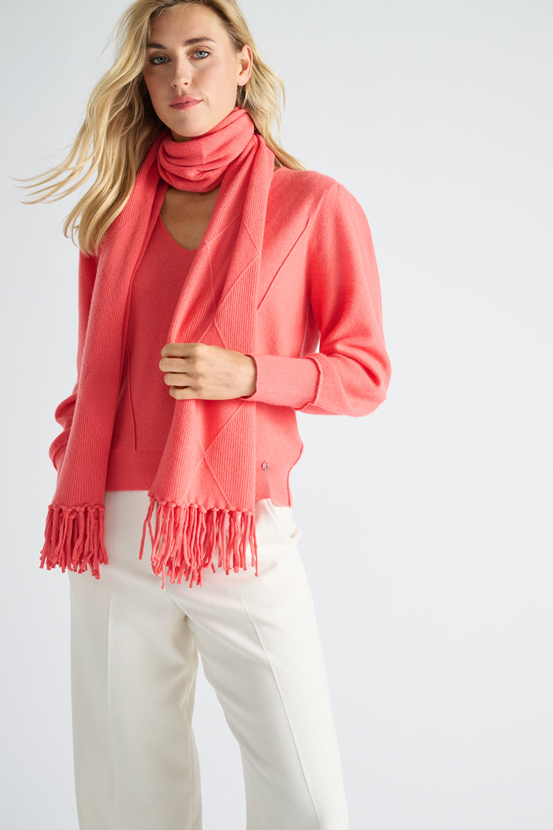 Pull couleur corail à col en V