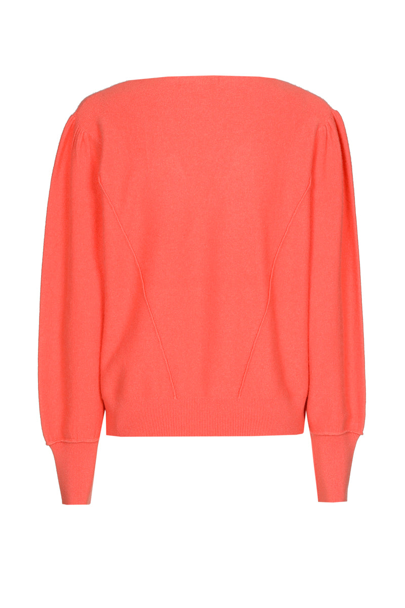 Pull couleur corail à col en V