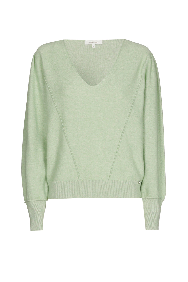 Mint kleurige pull met v-hals
