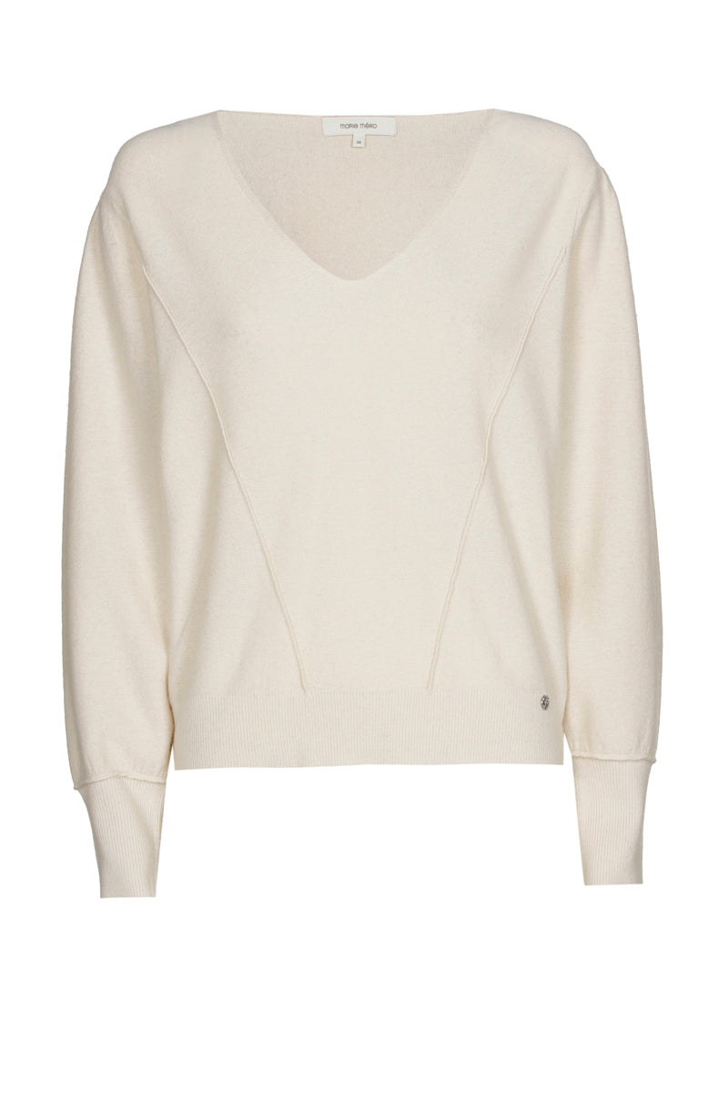 Ecru pull met v-hals