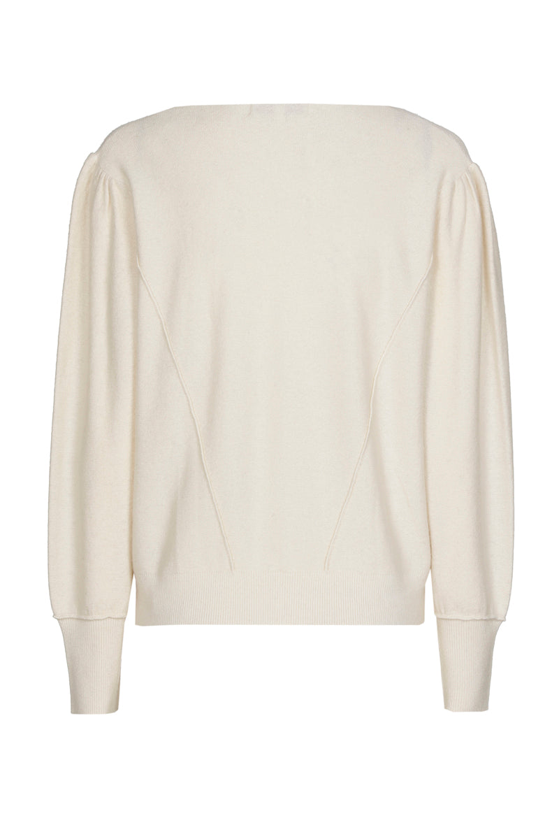 Ecru pull met v-hals
