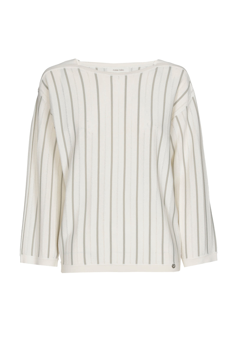 EN EXCLUSIVITÉ DANS NOS CONCEPT STORES: Pull léger écru à rayures verticales