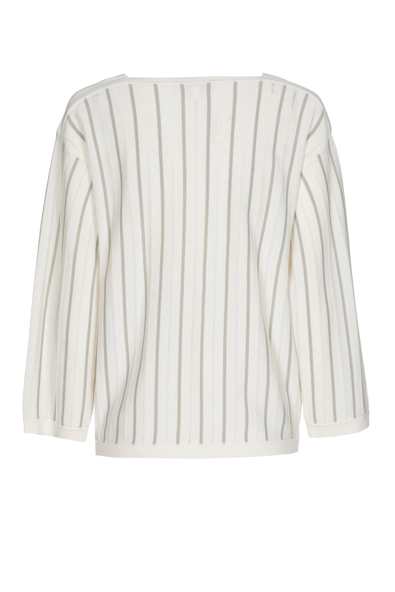 EN EXCLUSIVITÉ DANS NOS CONCEPT STORES: Pull léger écru à rayures verticales