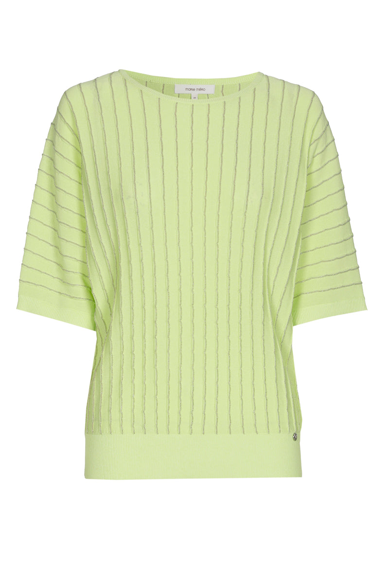EXCLUSIVE IN OUR CONCEPT STORES: Lime colored sweater with boat neck and vertical stripes