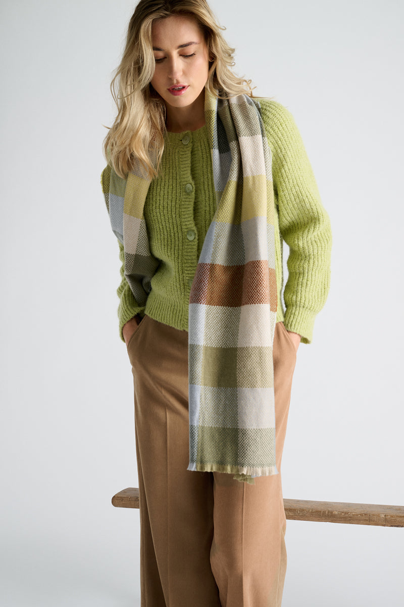 Limoenkleurige cardigan met knopensluiting