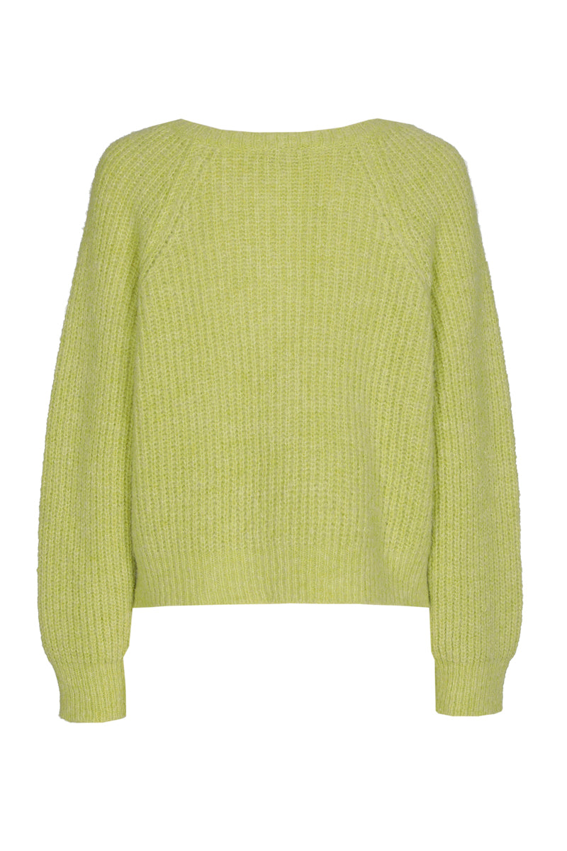 Limoenkleurige cardigan met knopensluiting