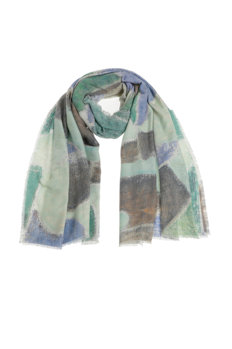 Écharpe douce bleue et verte