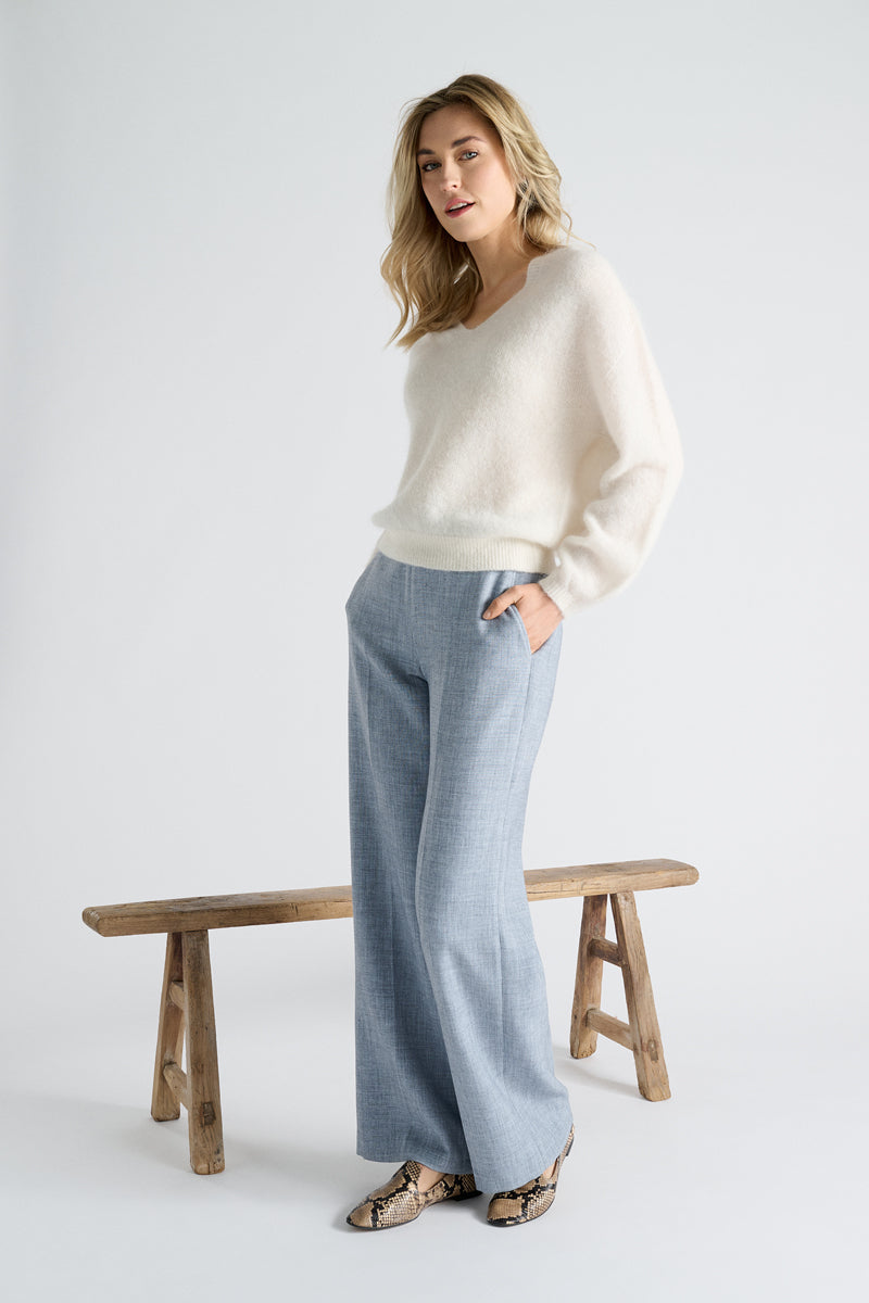 Blauwe broek met rechte pijpen