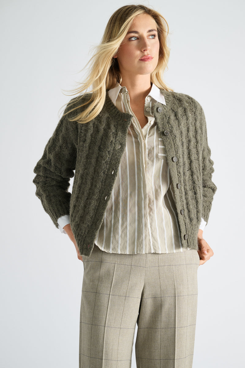 Groene broek met ruit en elastiek achteraan de taille