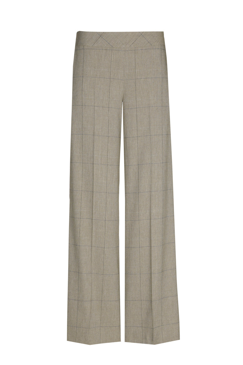 Groene broek met ruit en elastiek achteraan de taille