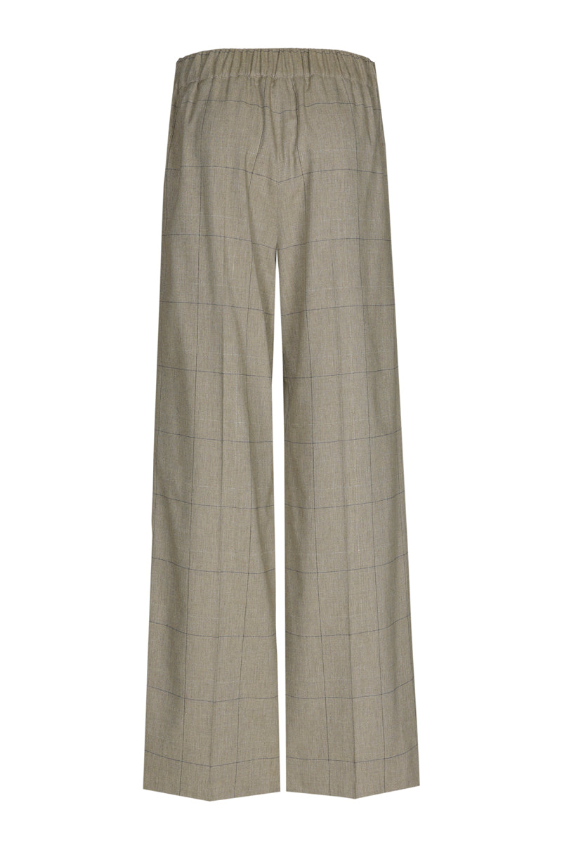 Groene broek met ruit en elastiek achteraan de taille