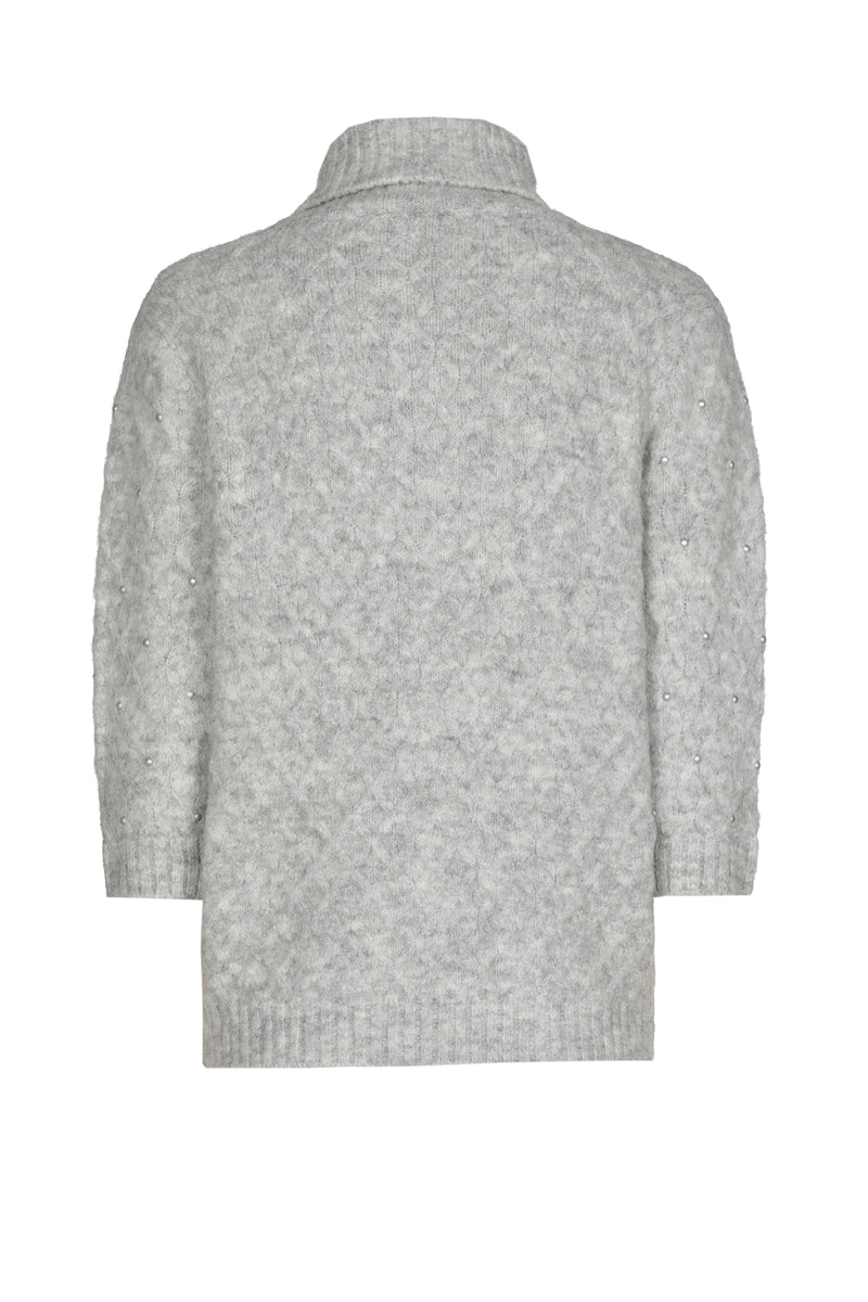 Grijze pull met rolkraag en korte mouwen