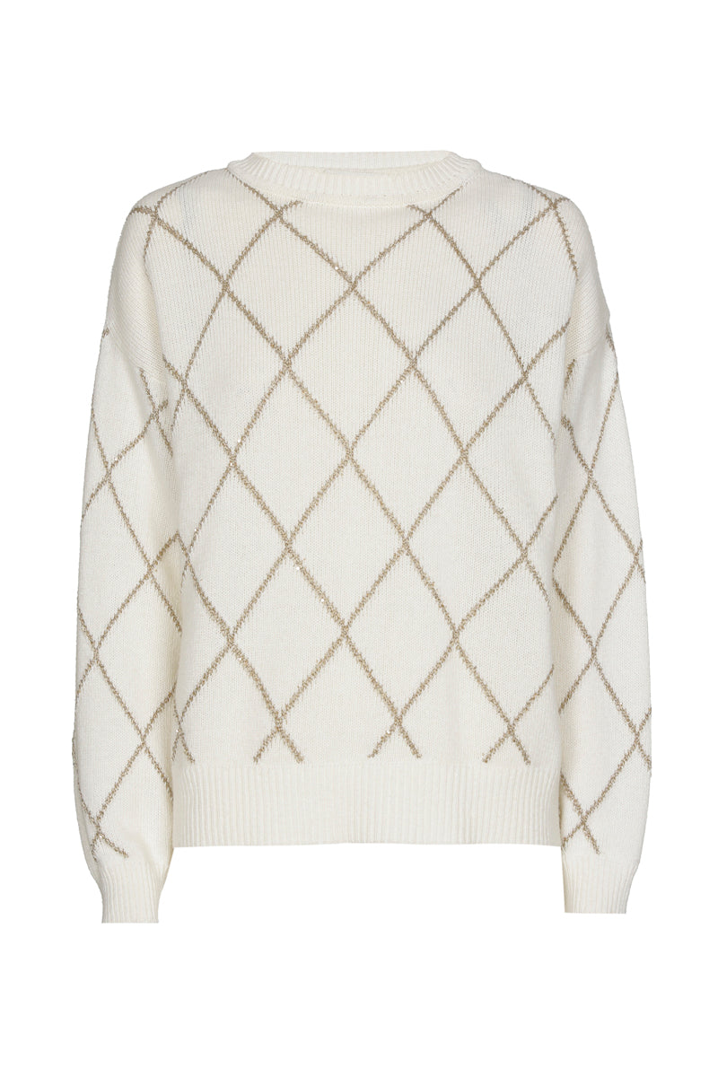 Pull in ecru with gold check pattern