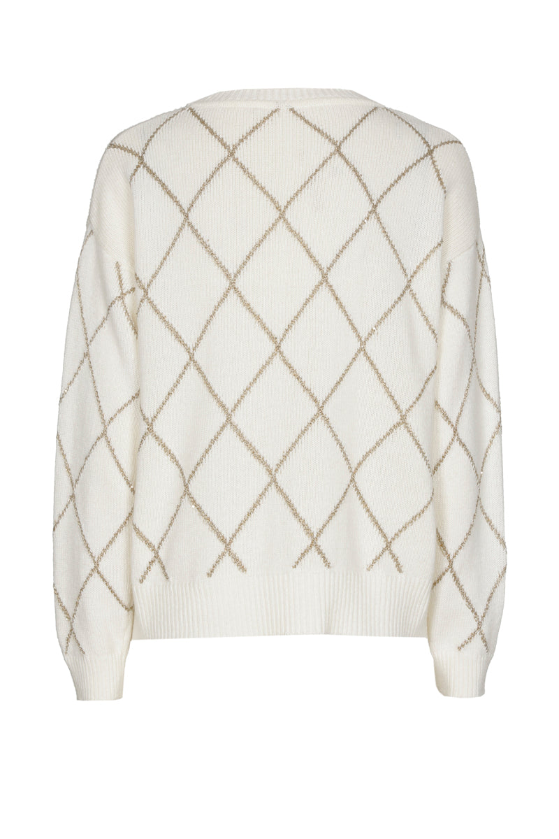 Pull in ecru with gold check pattern