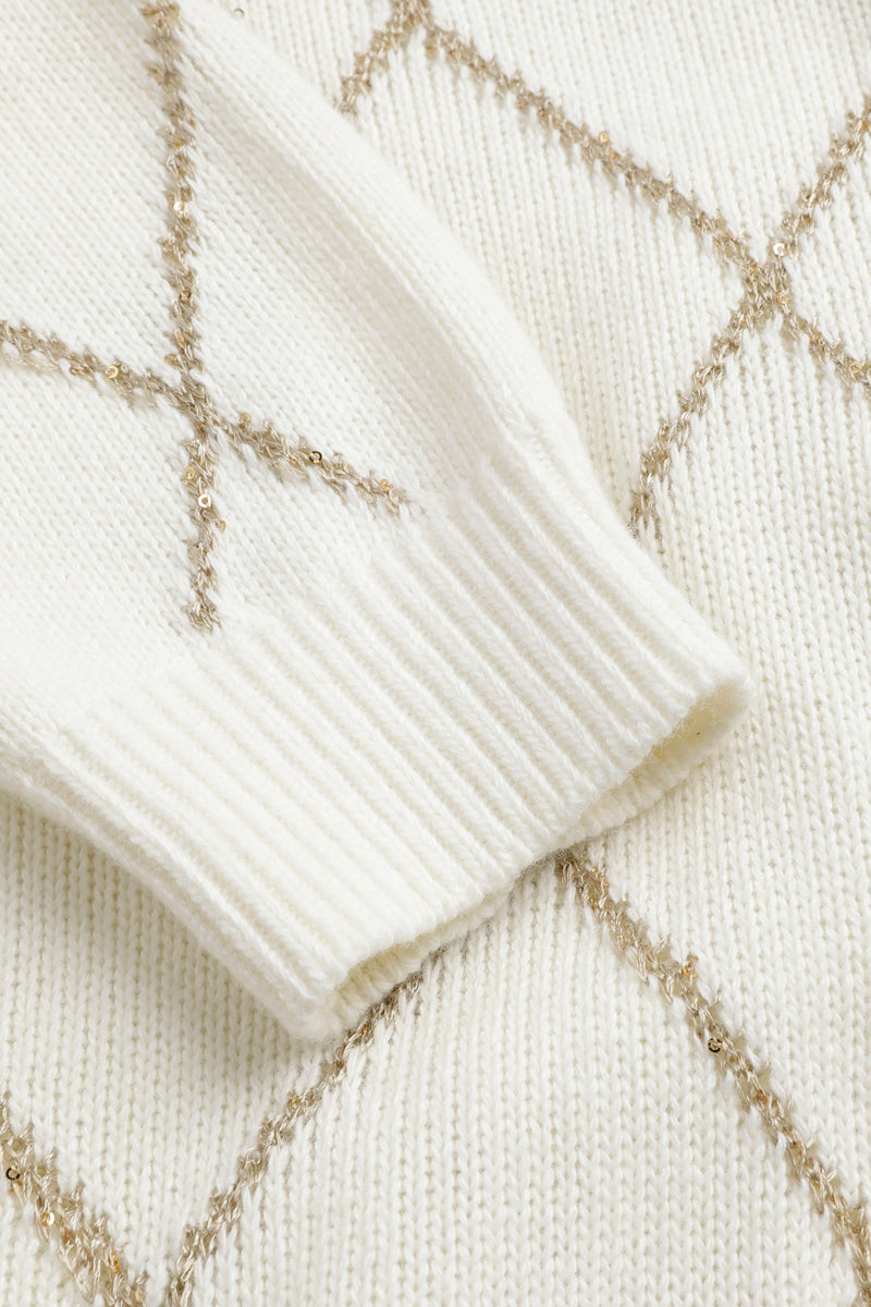 Pull in ecru with gold check pattern
