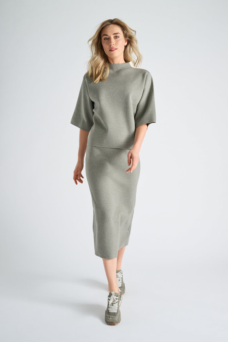 Jupe couleur olive en tissu jersey