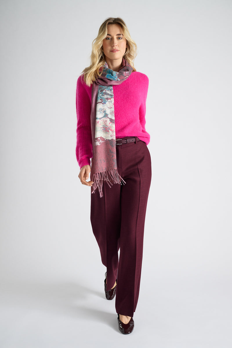 Fuchsia pull met ronde hals in alpaca