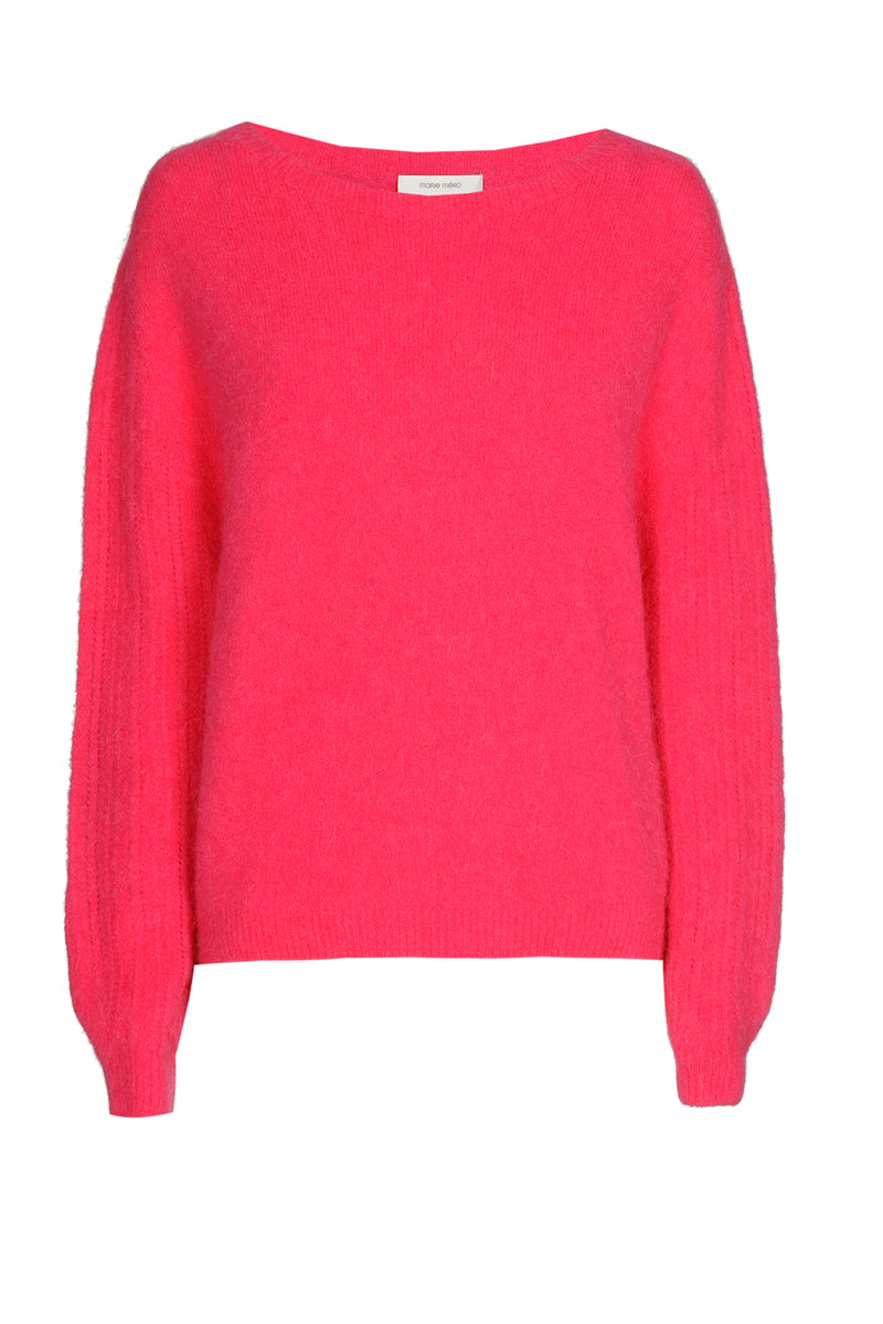 Pull fuchsia à col rond en alpaga