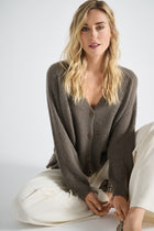 Kaki cardigan met knopensluiting