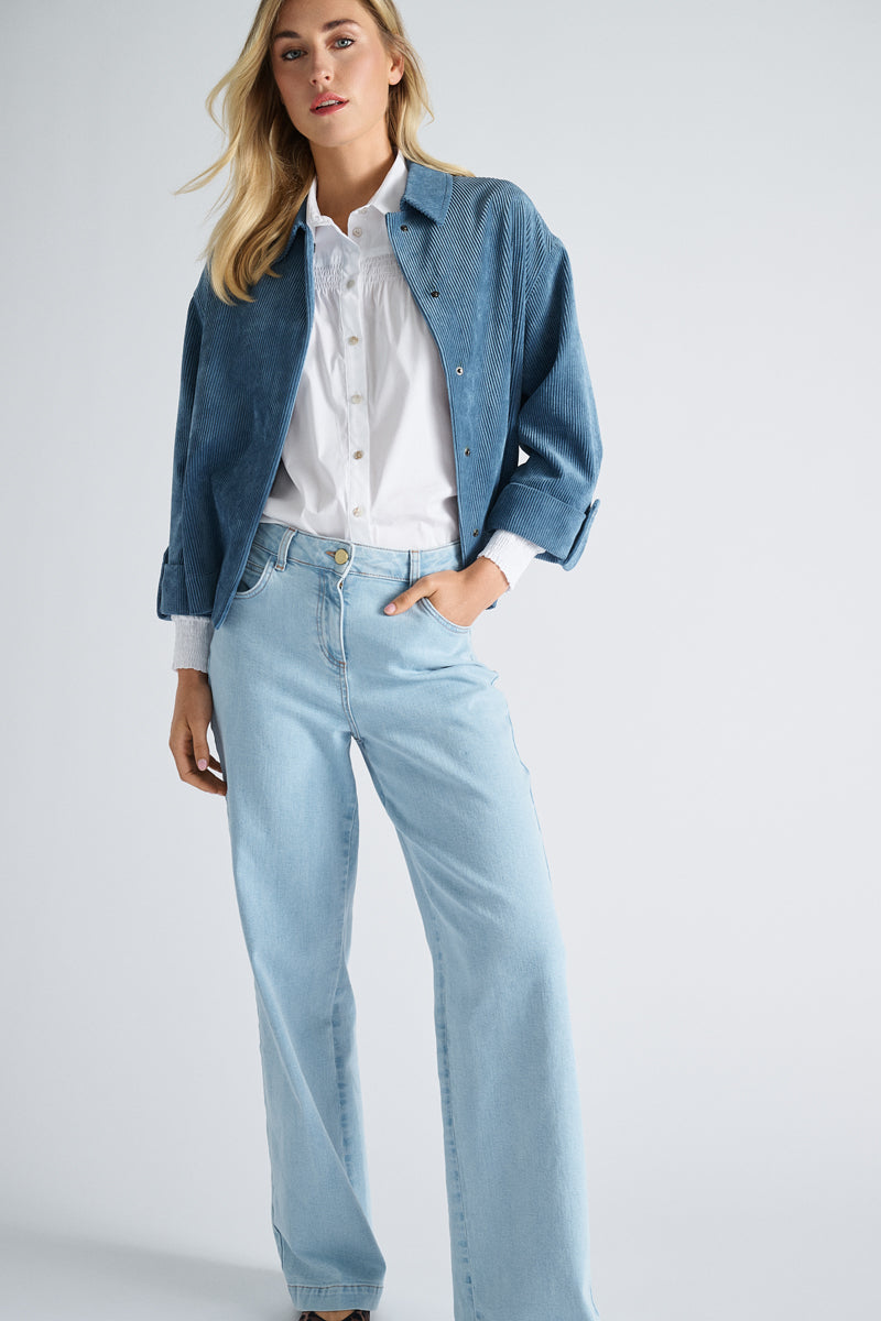 Blauw bloesjasje in velours