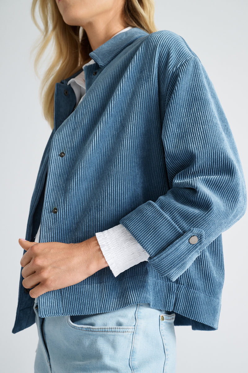Veste chemisier en velours bleu