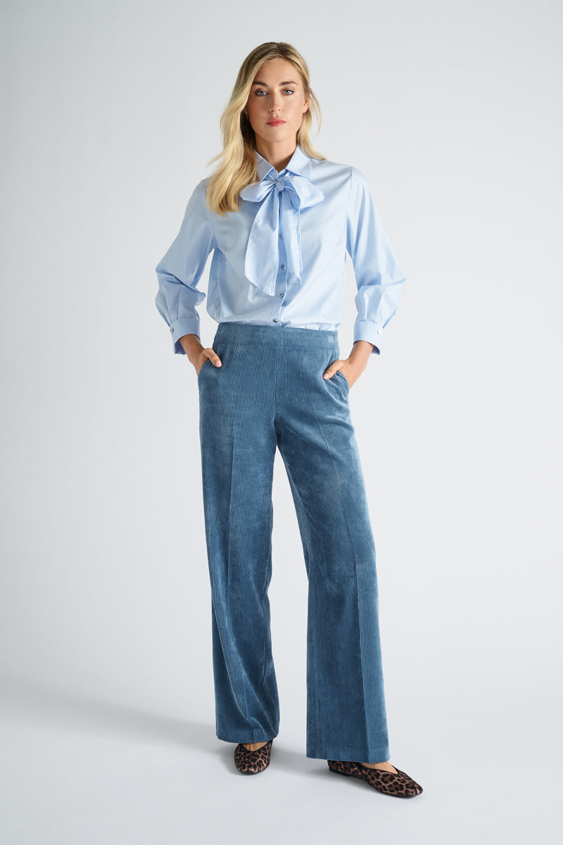 Pantalon en velours côtelé bleu
