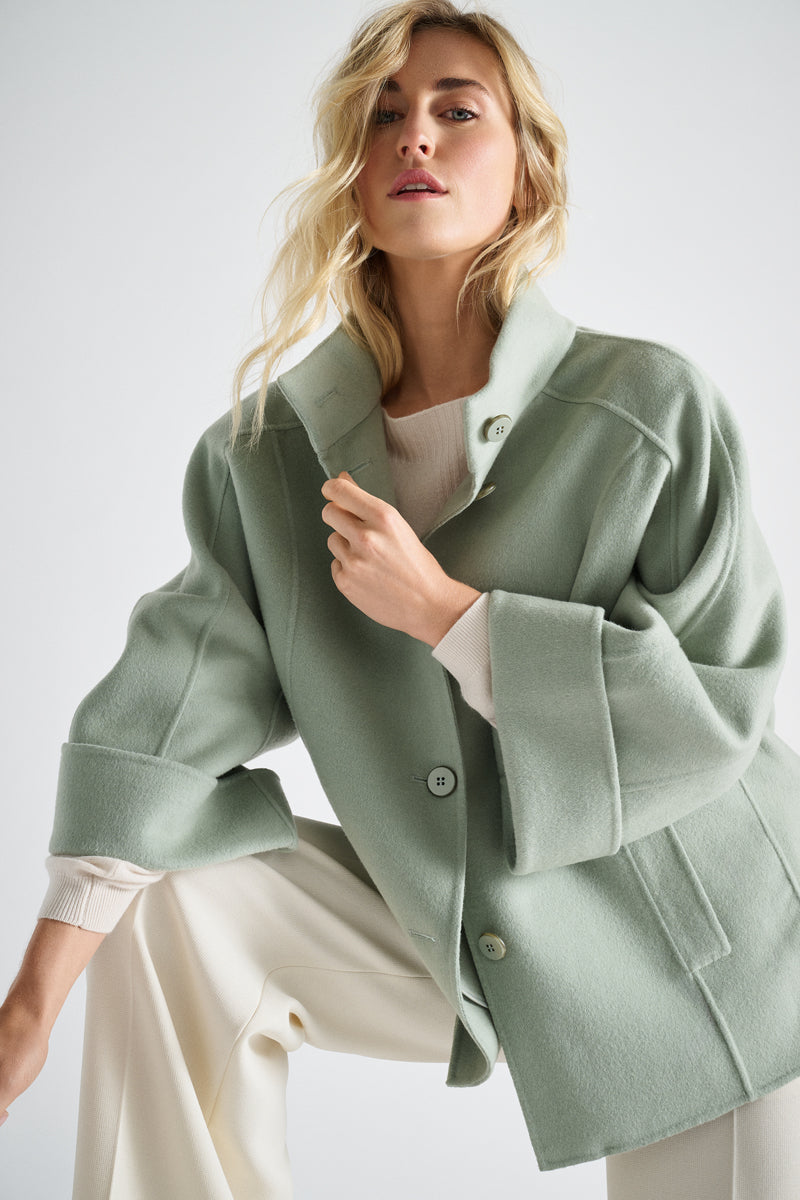 Veste courte verte en laine