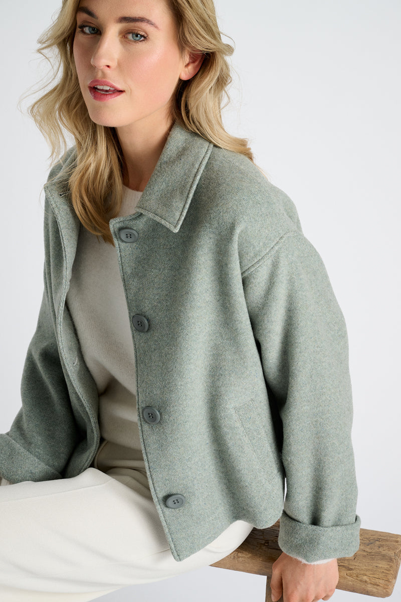Veste courte verte coupe ample