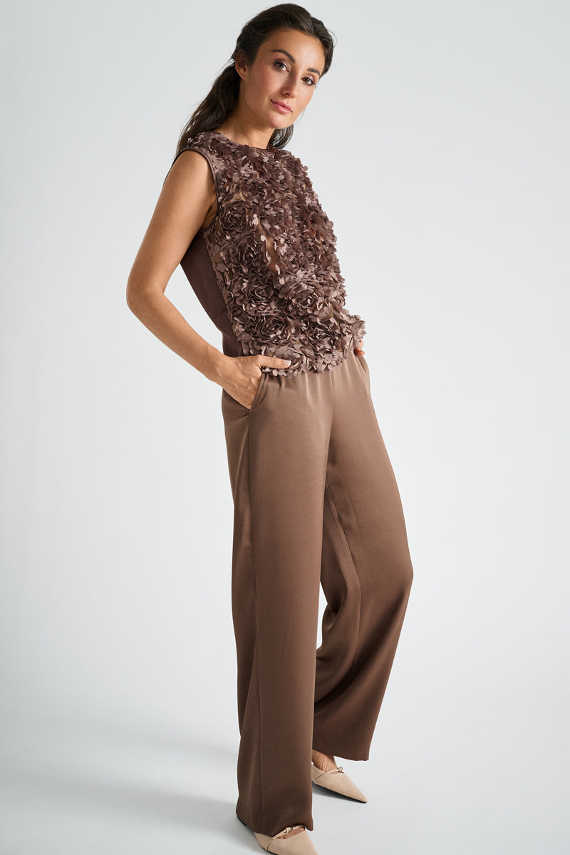 Pantalon marron en satin