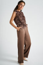 Pantalon marron en satin