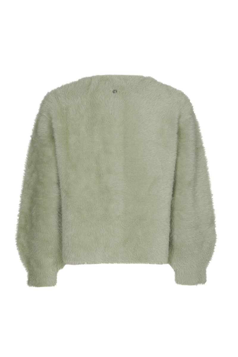 Cardigan en fausse fourrure vert clair