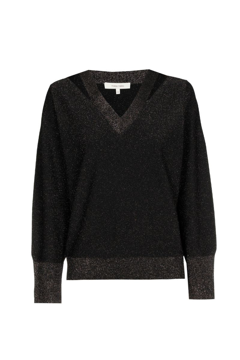 Pull noir à col en V