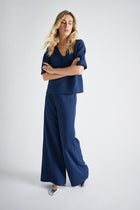 Blauwe wijde broek