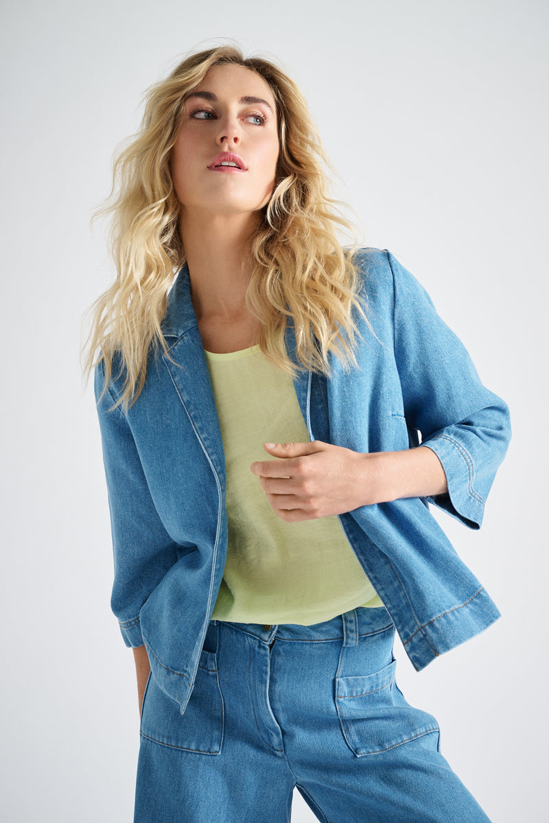 Blazer in jeansstof met stretch