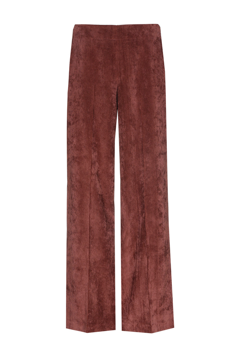 Velours rechte lange broek bruin