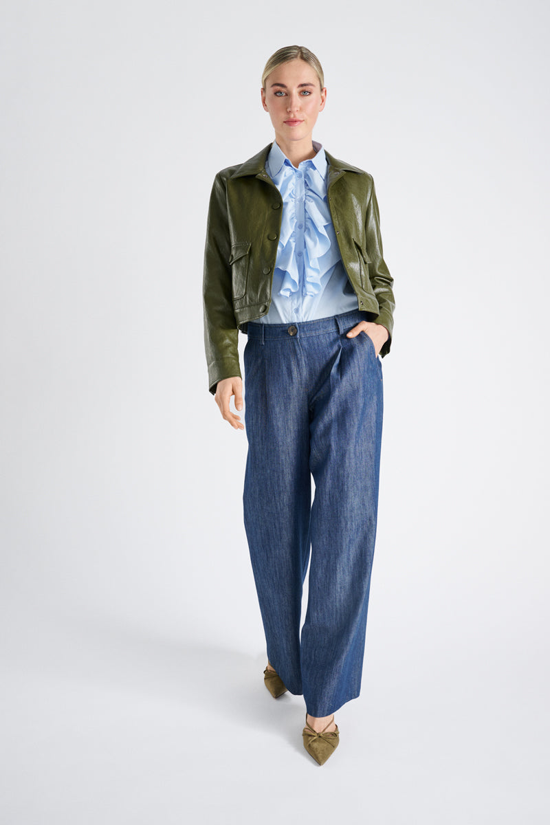 Veste courte kaki faux cuir