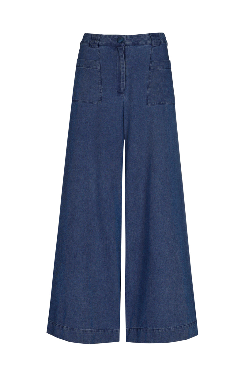Pantalon denim large et long